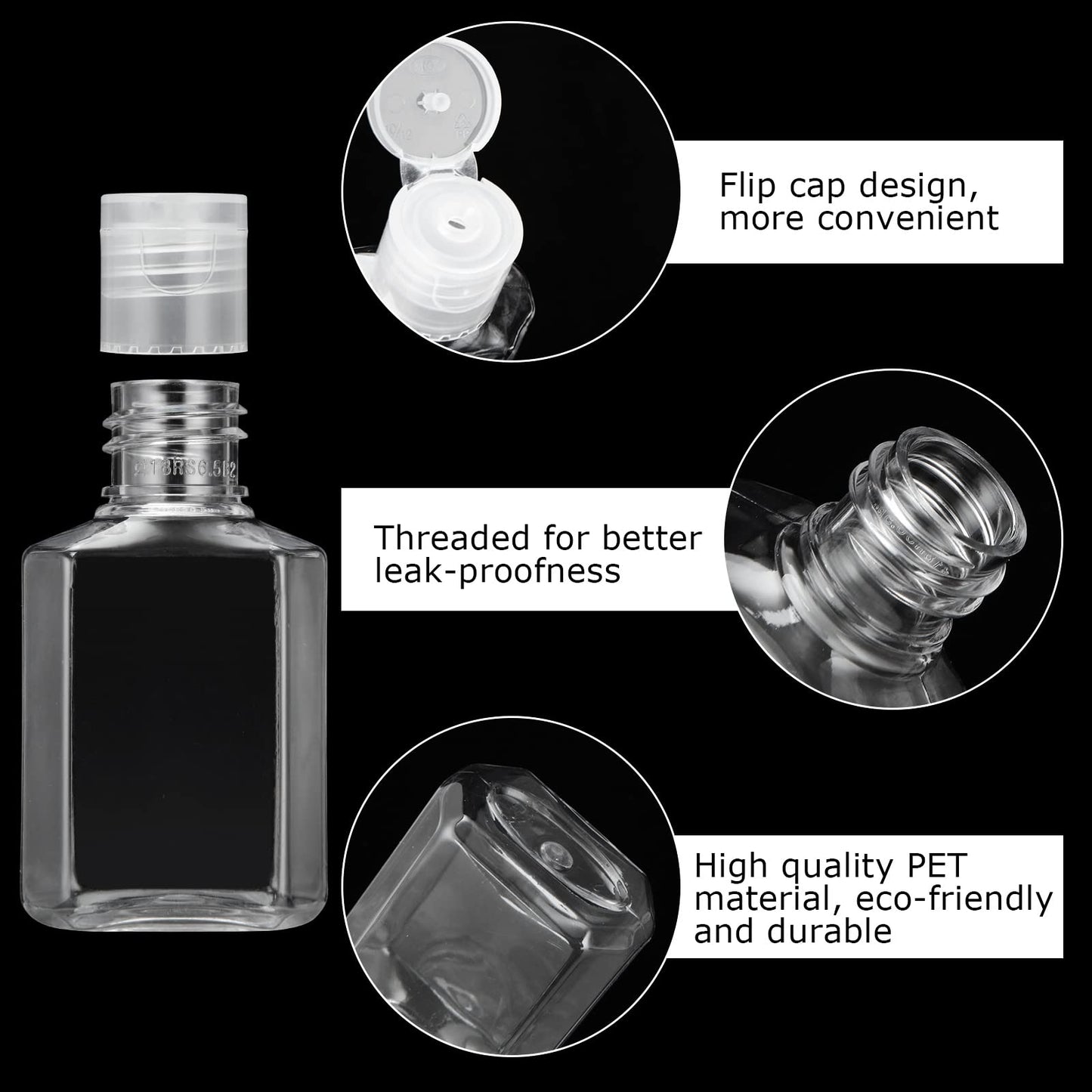 100PCS 1oz Travel Bottles with Caps Mini Small Plastic Travel Shampoo Bottles Empty Bottles, Refillable Cosmetic Containers with Flip Cap Clear Small Bottles for Liquid, Lotions, Toner, Body Soap