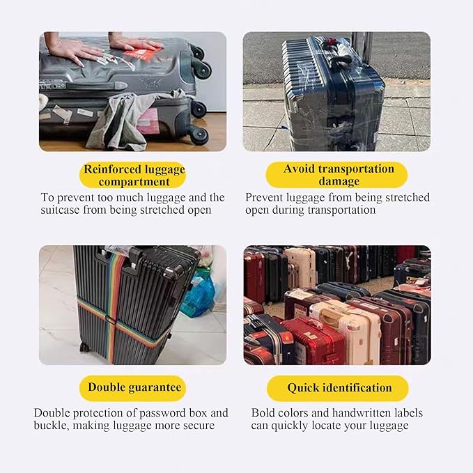 4PCS Luggage Straps for Suitcases & 2PCS Tags Set for Easy Identification,Travel Accessories for Safety,Luggage Strap for Travel Suitcase & Bag Closure,Mixed Colors