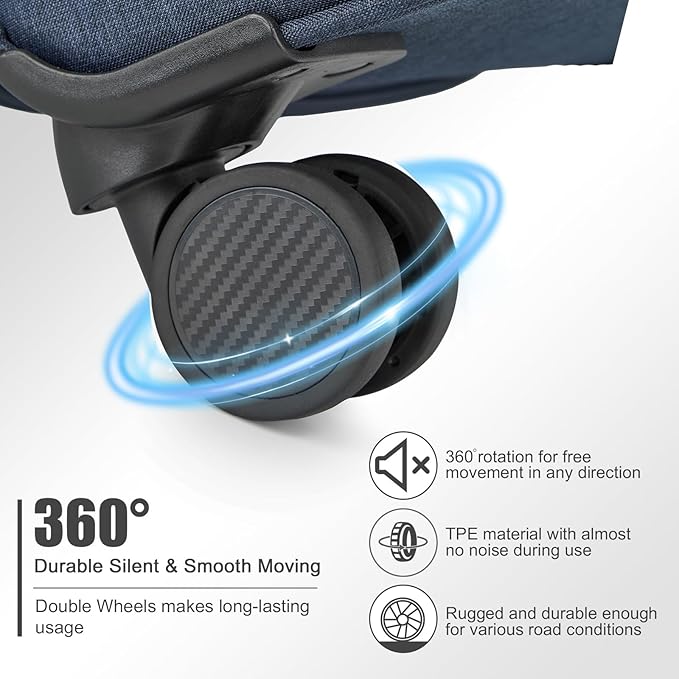 Kono 20 Inch Softside Carry On Luggage Airline Approved 20 Inch Spinner Wheels Lightweight Waterproof Suitcase with TSA Lock for Business Travel (Small, Navy Blue)