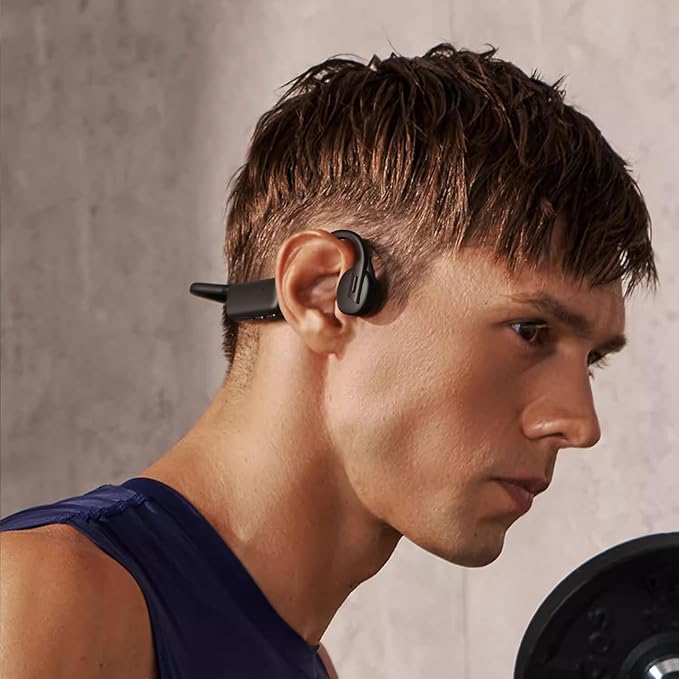 Bone Conduction Headphones-Wireless Bluetooth 5.3 Sport Open Ear Bone Conduction Headphones,IPX5 Sweat Resistant Headphone for Workout,Comfortable Fit with Hand Band Headset,Black Earphones