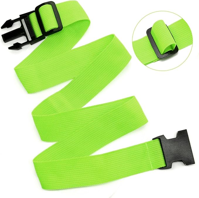 2Pack Add Bag Luggag Straps for Carry On Bag, Adjustable Suitcase Belt Add Bag Travel Attachment Accessories for Connect Your 3 Luggages, Green
