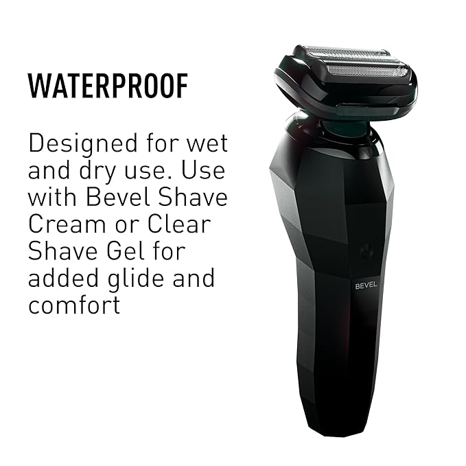Bevel Electric Shaver for Men, Electric Foil Shaver, Wet and Dry Electric Razor, Waterproof, Fast Charging, Cordless Rechargeable, Black