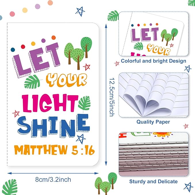 24Pcs Bible Verse Notepads,Mini Religious Pocket Notebooks Motivational Christian Small Inspirational Notepads Journals Gift Bulk Prizes for Kids Teacher School Home Travel Supplies (Bible White)