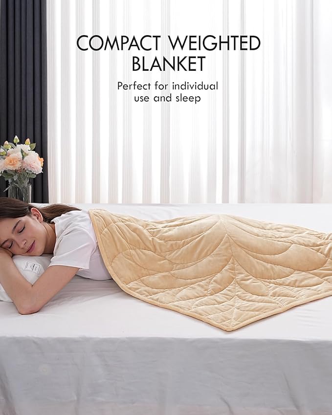 Kaisa Weighted Lap Blanket 7 lbs 41" x 53", Cozy Luxury Crystal Velvet Small Weighted Blanket for Adults, Portable Travel Weighted Blanket for Relaxation, All-Season Blanket, Machine Washable, Khaki