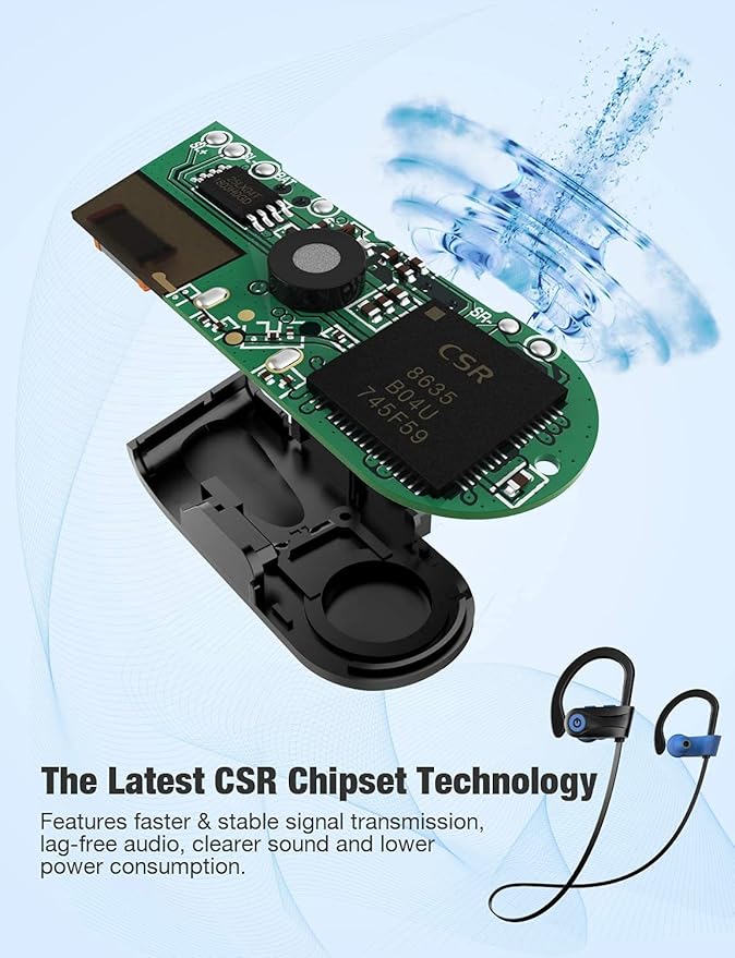 Bluetooth Headphones, Otium Wireless Sports Earbuds, Waterproof IPX7 w/Mic, HD Stereo in-Ear Earphones, Case, Fast Pairing, Gym Running Workout, 10 Hrs Battery Noise Cancelling Headsets