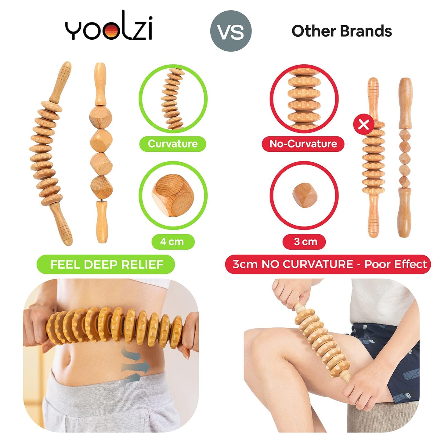 4 PCS Wood Therapy Massage Tools Set for Comfort, Body Sculpting, Lymphatic Drainage, and Muscle Pain Relief