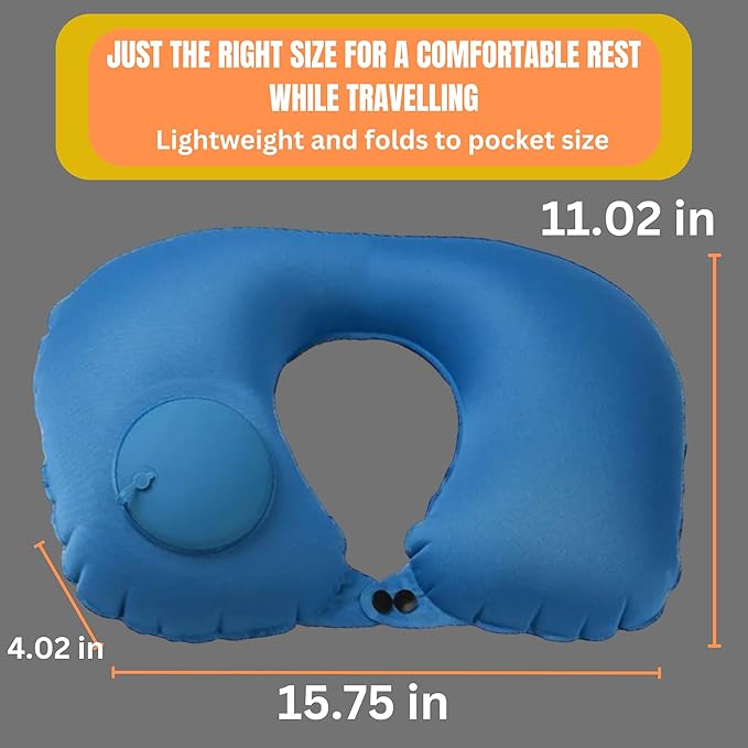 Inflatable Travel Pillows for Airplanes - Neck Pillow Inflatable - Press Pump- Blow up Airplane Pillow -Milk Silk TPU