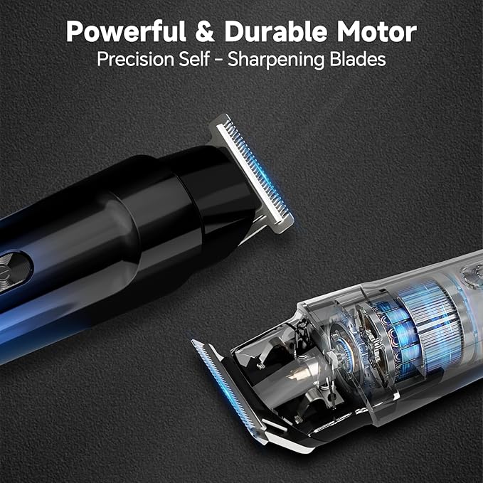 Beard Trimmer for Men, 5-in-1 Cordless Hair Clipper Kit with Foil Razor, Waterproof Body, Nose & Ear Groomer, Precision Trimming for Beard, Hair & Body Care (Blue)