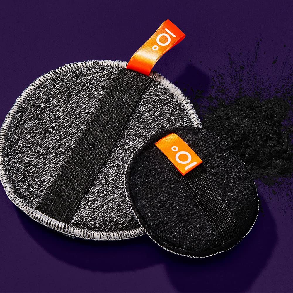 CleanLogic Bath & Body Charcoal Infused Exfoliating Dual-Texture Facial Pads, Face Sponges for Cleansing & Softening Sensitive Skin, MakeUp Remover Pads, 9 Count Value Pack