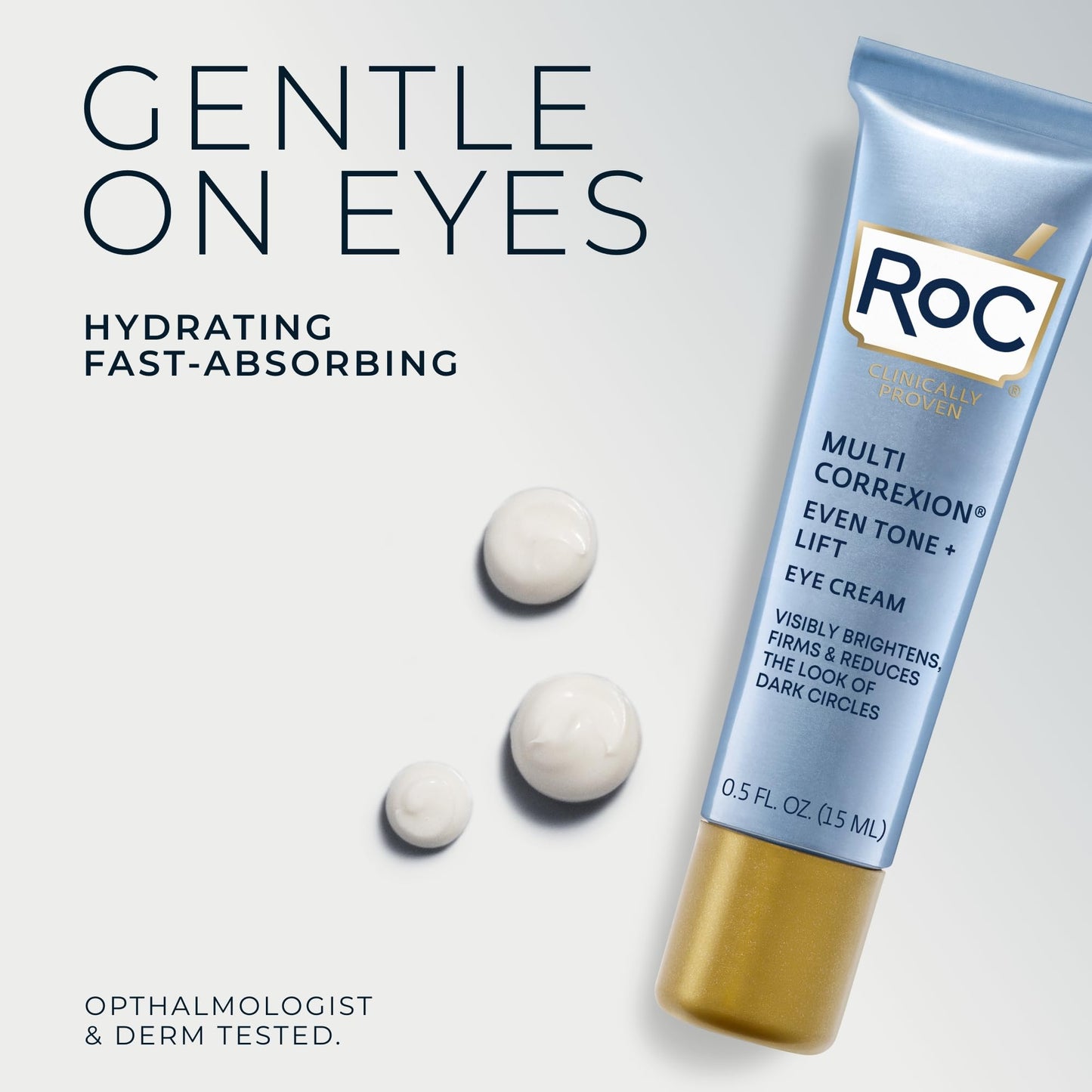 RoC Multi Correxion 5 in 1 Anti-Aging Eye Cream for Puffiness, Under Eye Bags & Dark Circles, Skin Care Treatment with Shea Butter, (.5 oz) with Night Cream Packette (Packaging May Vary)