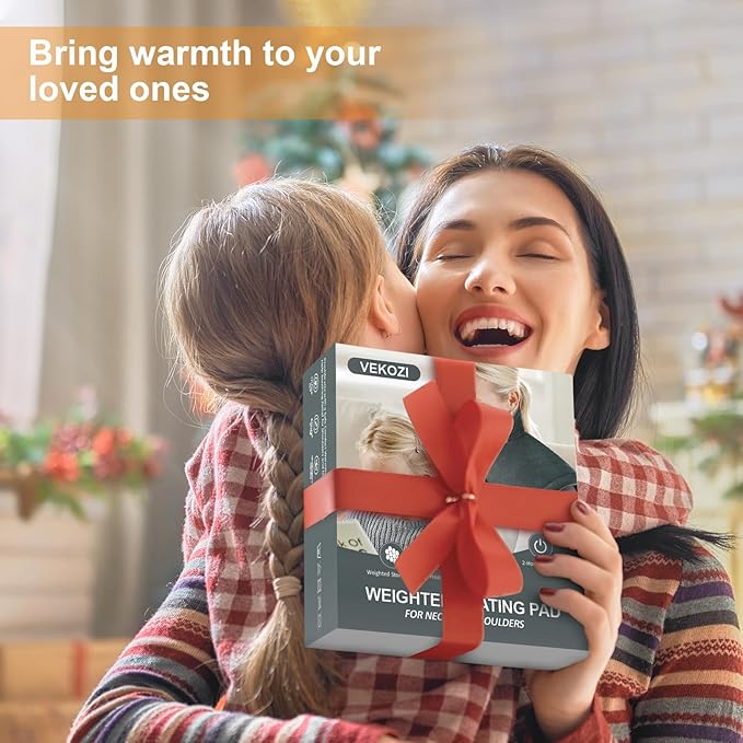 Heating Pad for Neck and Shoulders and Back, Christmas Birthday Gifts for Women Mom Wife Men Dad, Mothers Day Gifts, Weighted Neck and Shoulder Heating Pads, 6 Heat Settings 4 Auto-Off,17"x23" Gray