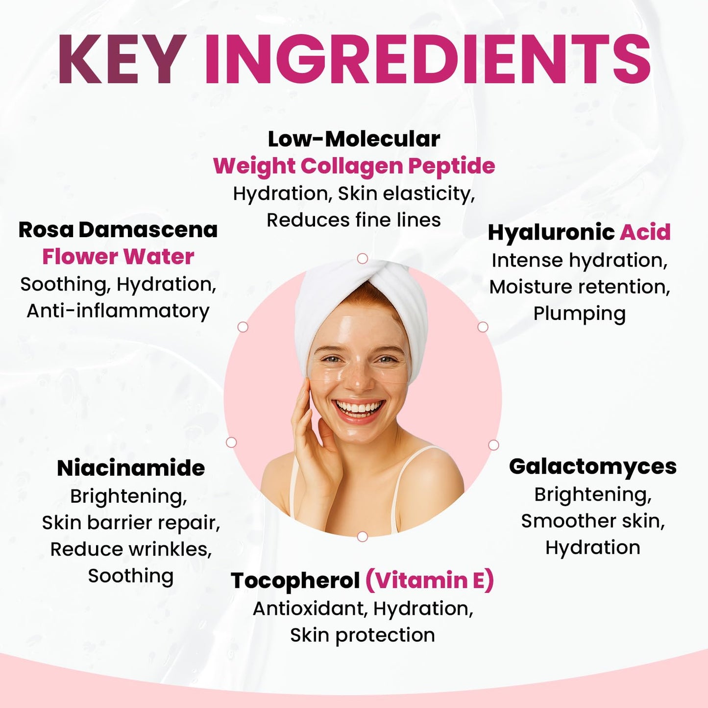 Overnight Collagen Face Mask, Hydrogel & Low Molecular Deep Collagen Mask, Glass Skin Face Mask, Collagen Mask Overnight + Firming & Elasticity, Hydrating Face Masks 34g*4ea, Face Masks Skincare Pack