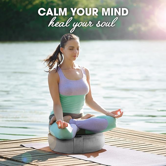 Yes4All Meditation Cushion, Floor Pillow Foam Zafu Buckwheat, Mandala Pattern Yoga Meditation Bolster Pillows, Floor Cushions