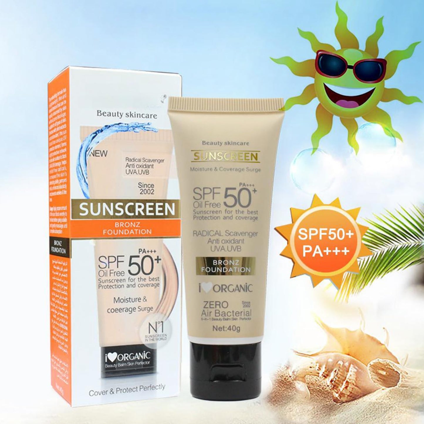 Natural Face & Body Sunscreen SPF 50, Moisturizing Broad Spectrum Sun Protection
