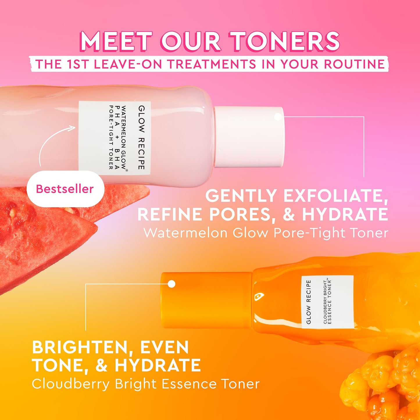Glow Recipe Travel Size Cloudberry Brightening Toner + Essence Skincare-CoQ10 Face Toner to Strengthen Skin Barrier+Hydrating Rice Water, Vitamin C, E & 5% Glycerin to Soften & Even Skin Tone (30 ml)