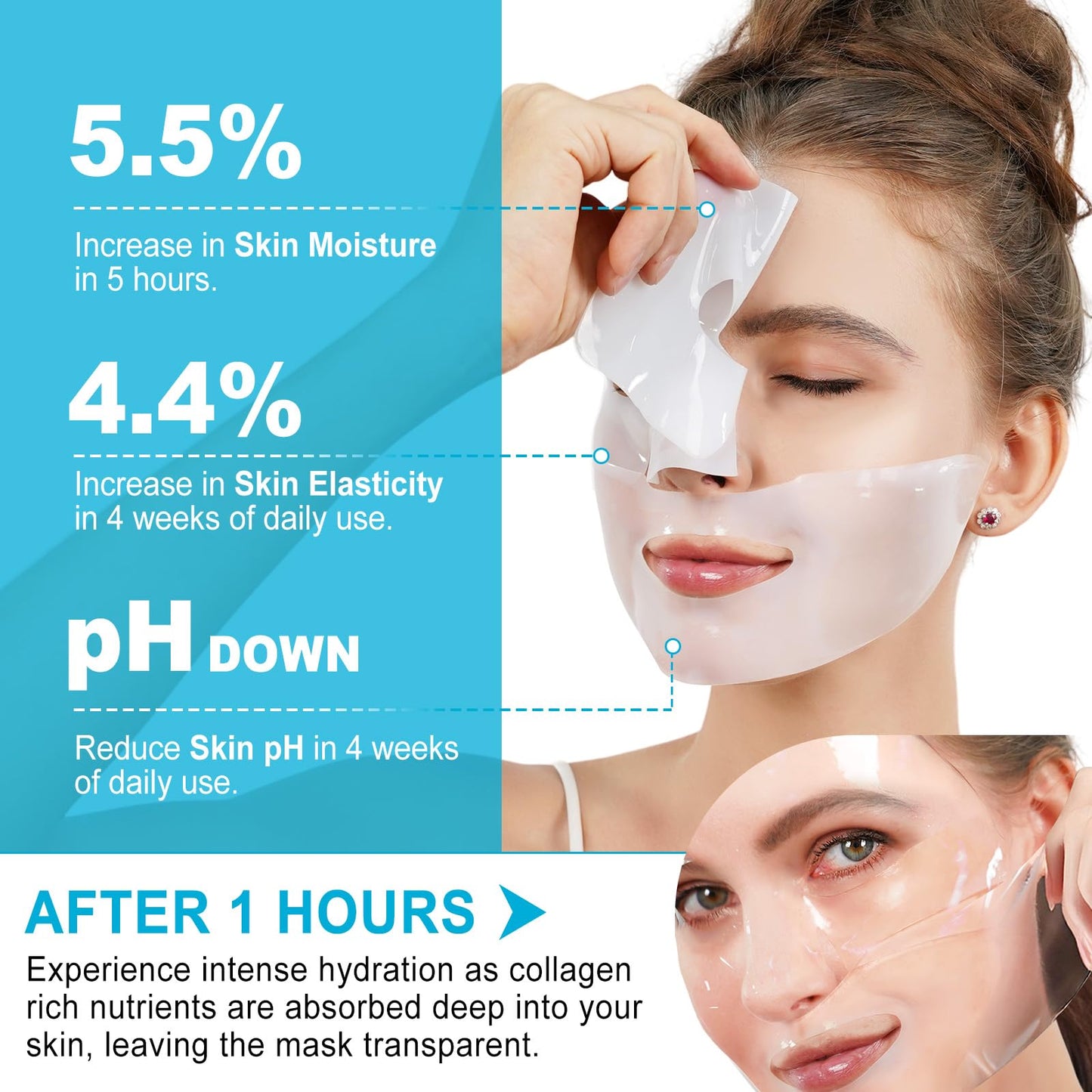 Xsvseie Collagen Face Mask, Deep Collagen Anti Wrinkle Lifting Mask Hydrogel Masks with Low Molecular Sheet Mask Overnight Hydrating Face Mask for Firming,Elasticity, Moisturizing for All Skin Types