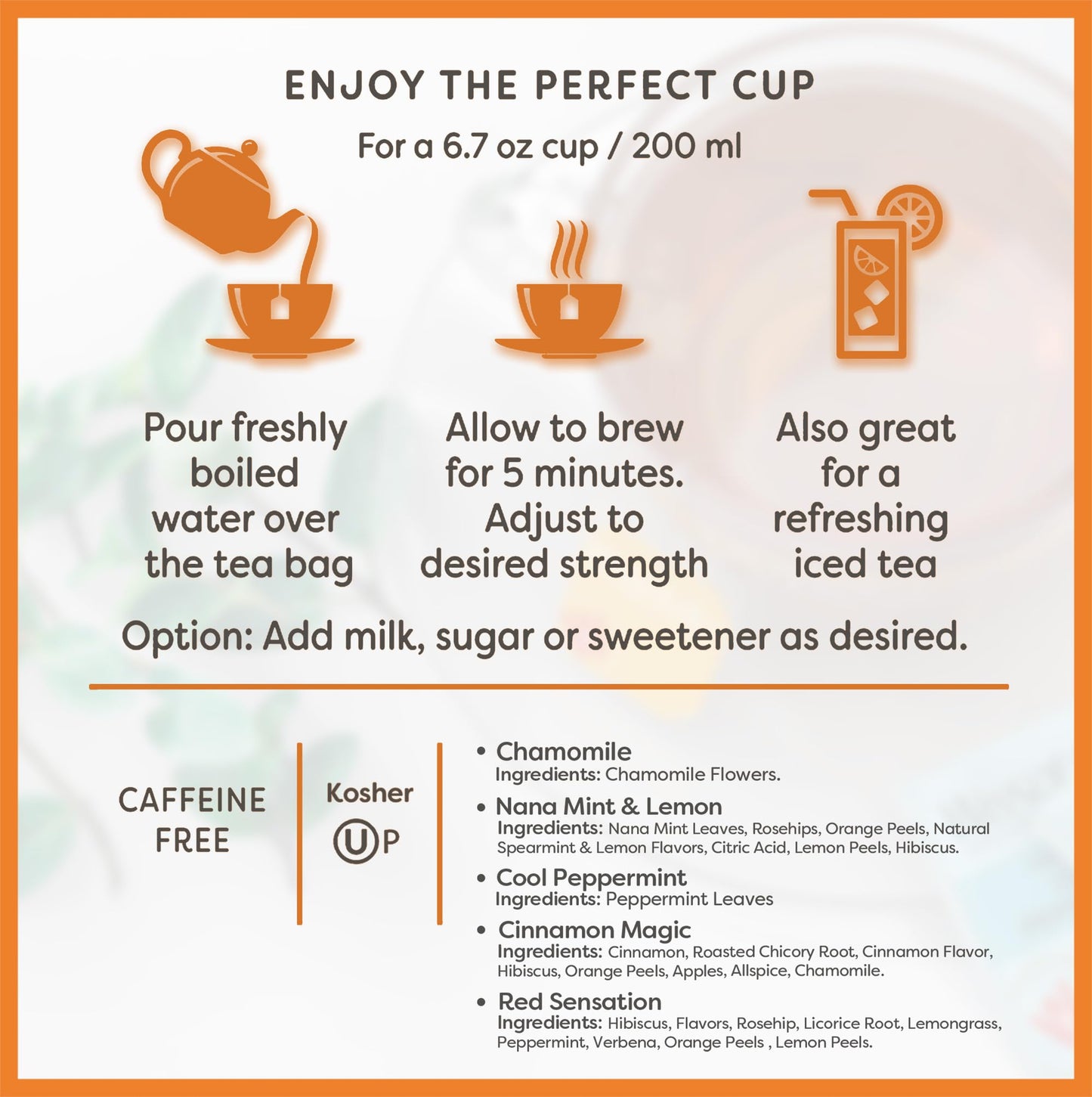 Wissotzky Herbal Variety Pack Tea Assortment, 18 Tea Bags | Caffeine Free | Herbal Tea Sampler