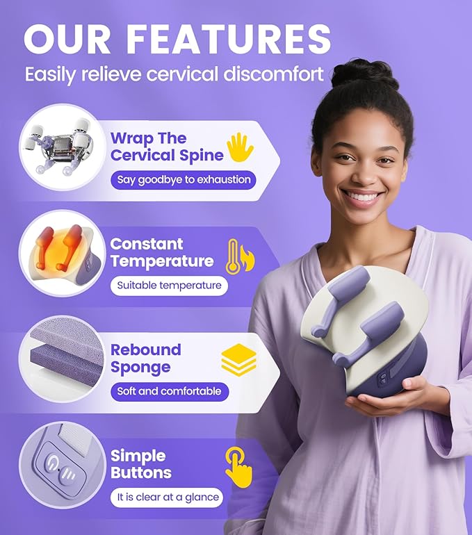 Electric Massage Pillow,Designed for Neck Massage with red Light Heating Function, relieves Neck Pain and Headache.