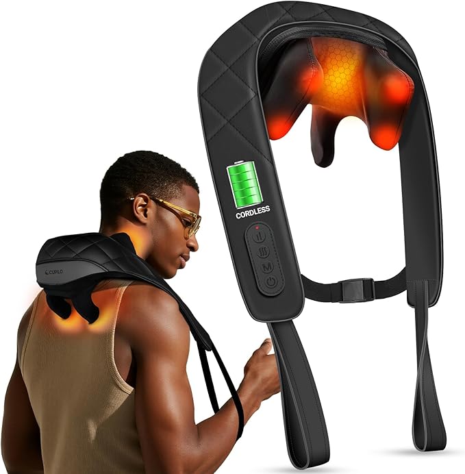Cordless Neck Massager for Pain Relief Deep Tissue - HSA Eligible, Upgarded Deep Kneading FSA Shoulder Back Massager with Heat, Massager Pillow for Neck and Shoulder Pain, Gifts for Women Men
