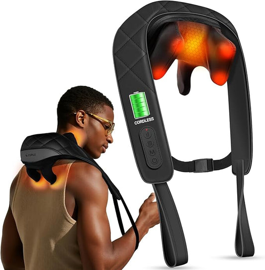 Cordless Neck Massager for Pain Relief Deep Tissue - HSA Eligible, Upgarded Deep Kneading FSA Shoulder Back Massager with Heat, Massager Pillow for Neck and Shoulder Pain, Gifts for Women Men