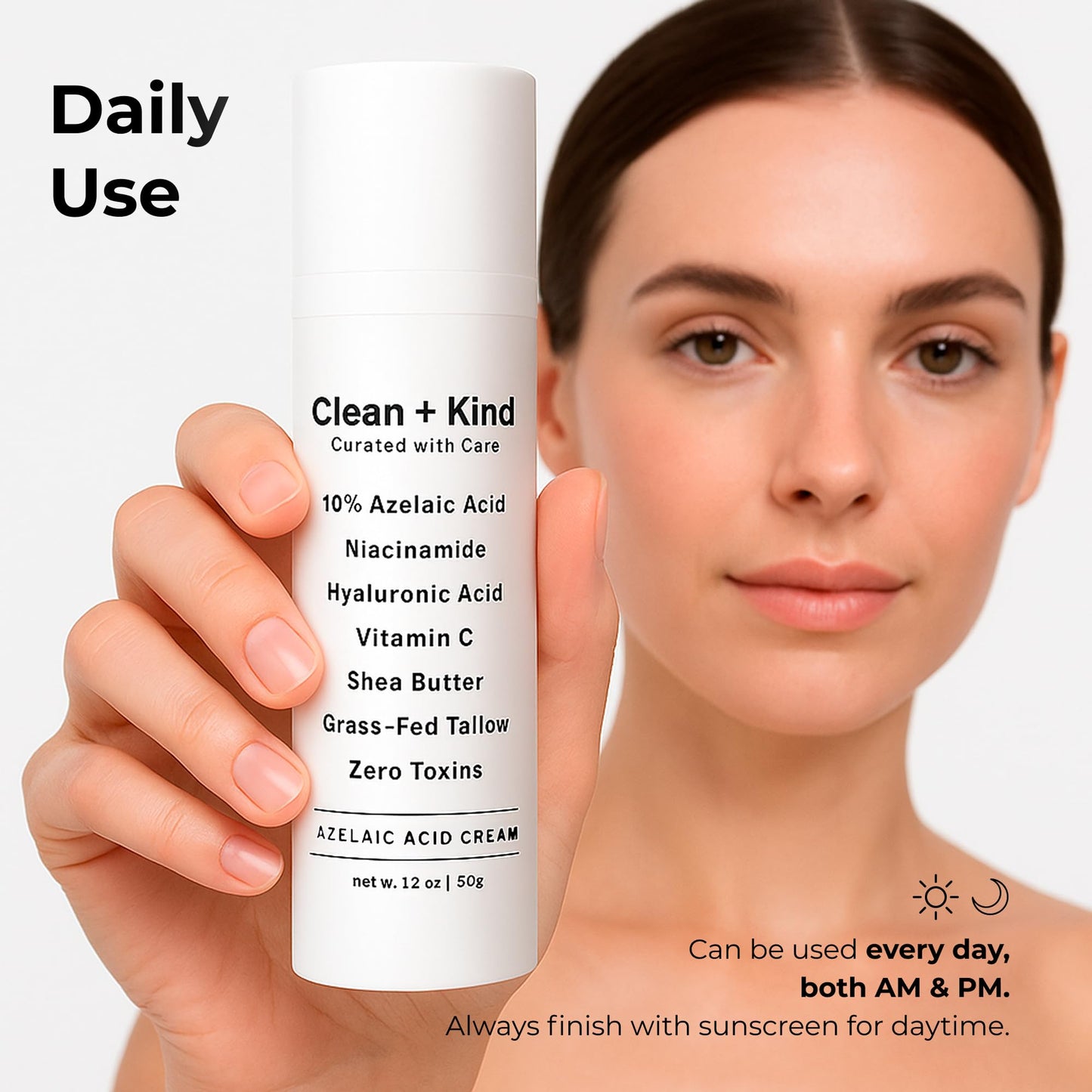 Azelaic Acid 10% Face Cream with Niacinamide, Vitamin C & Hyaluronic Acid – Soothing Korean Skincare for Uneven, Blemish-Prone Skin with Shea Butter & Grass-Fed Tallow