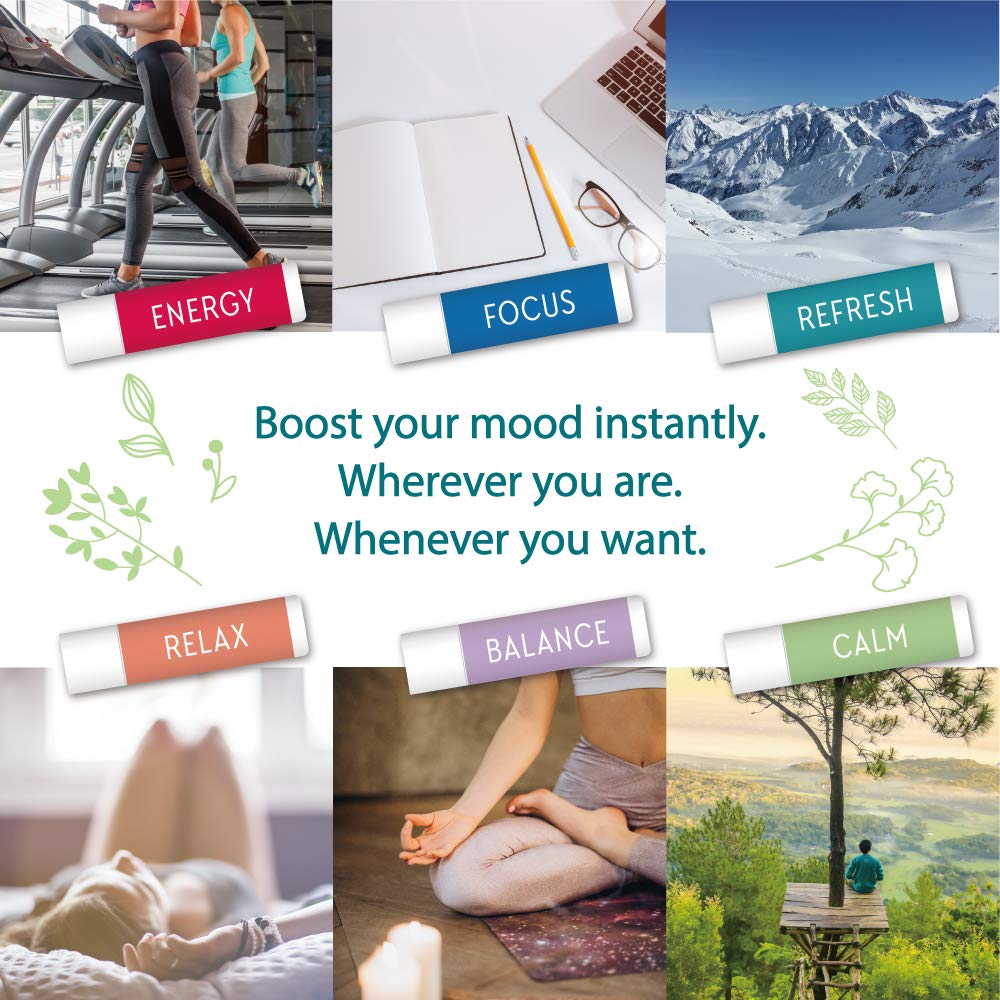 Aromatherapy Nasal Inhaler [Swiss Made] Organic Essential Oils Set Diffuser [ Portable Aromatherapy Stick] (1 Stick, Focus) (1 Count (Pack of 1), Balance)