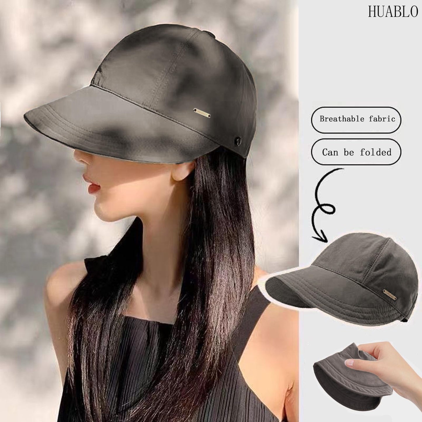 Sunhats for Women UV Protection Ponytail Hat Packable Hats for Women Travel UPF 50 Hats for Men Adjustable Cap Gray