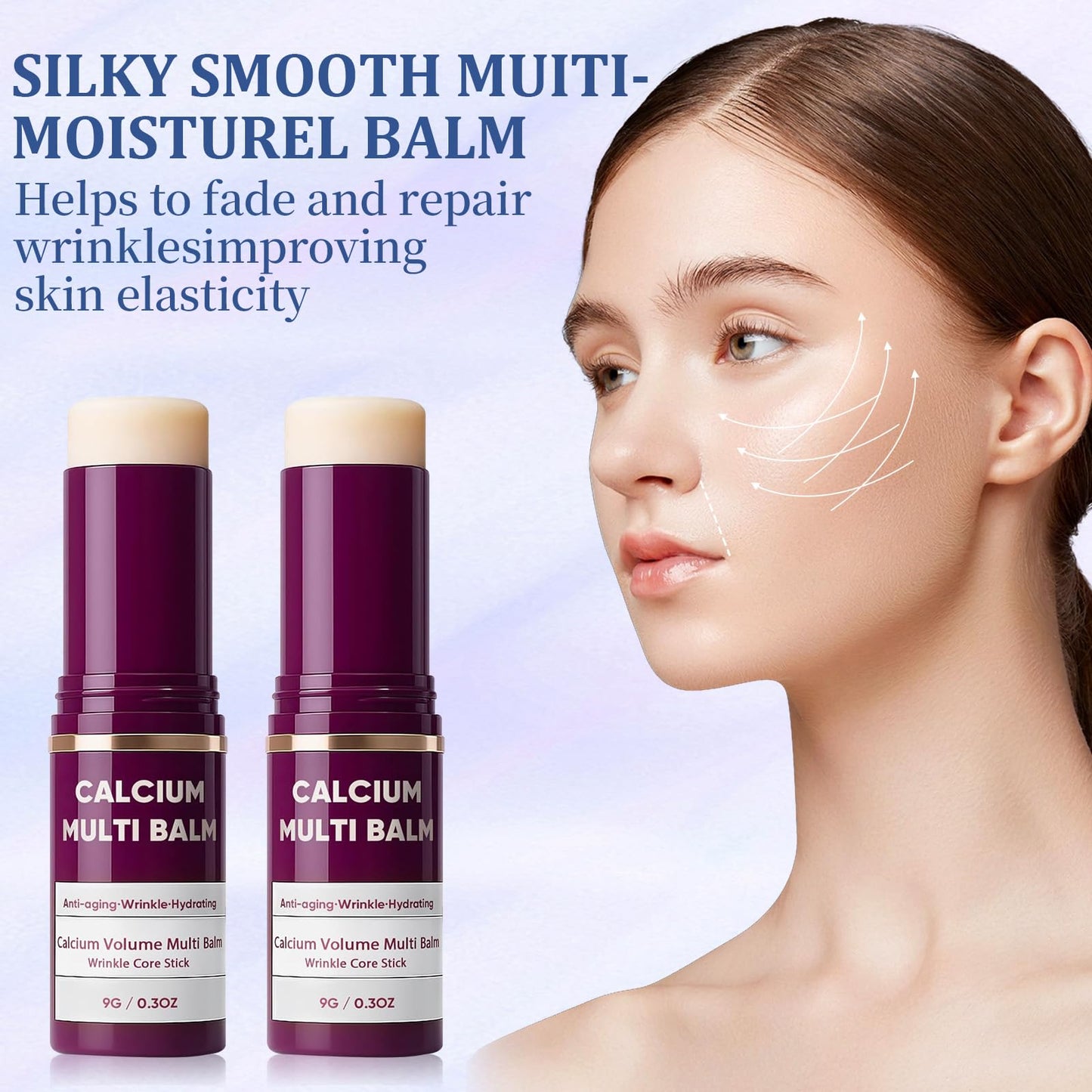 2Pcs Cemenrete Calcium Multi Balm, Calcium Volume Multi Balm, Wrinkle Core Stick, Korean Collagen Moisturing Stick, Anti-aging, Hydrating, Firming Skin, Suitable for Eyes, Neck, Face