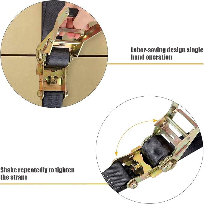 2 Pack 2 Inch Ratchet Straps Heavy Duty 20ft Tie Down Straps Ratchet with Double J Hook, 8000 LBS Break Strength, Cargo Ratchet Straps for Moving, Truck, Trailers, Motorcycles, Kayaks, Car Roof