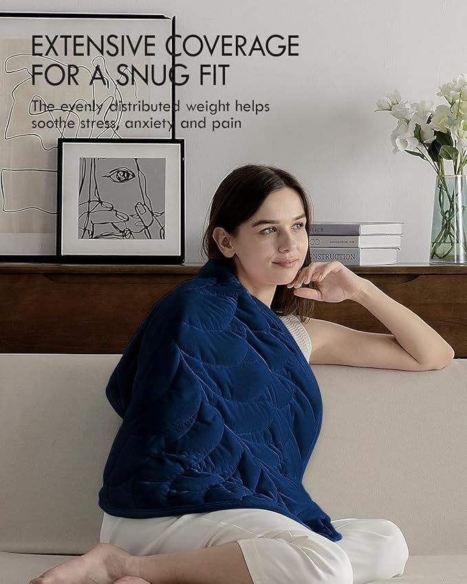 Kaisa Weighted Blanket for Adults(5 lbs, 23" x 29"), Soft Weighted Lap Blanket Machine Washable, Small Heavy Blankets with Glass Beads for Travel & Sleep,Navy Blue