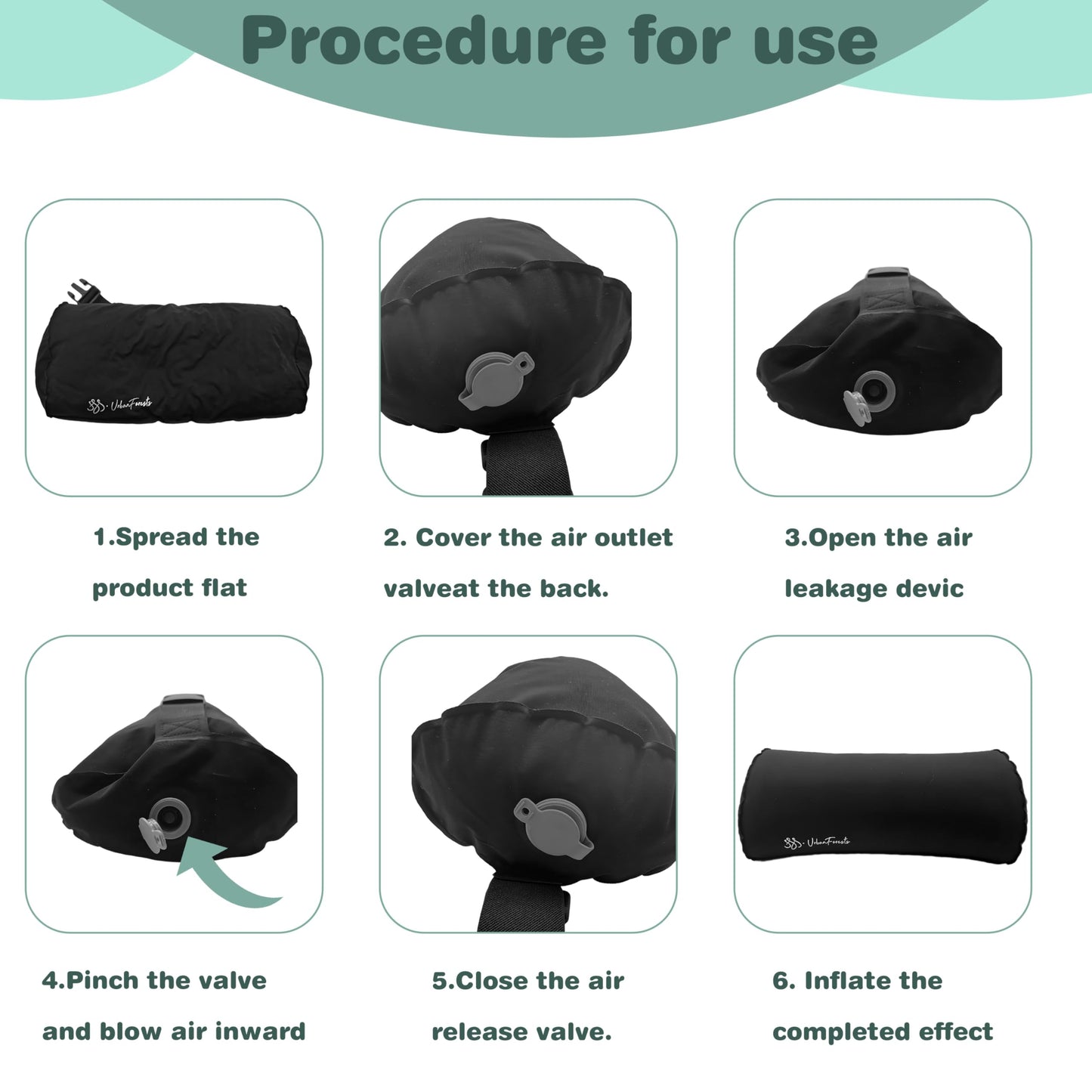 SSS·UrbanForests Inflatable Neck and Lumbar Support Pillow with Adjustable Straps for Travel and Office Use