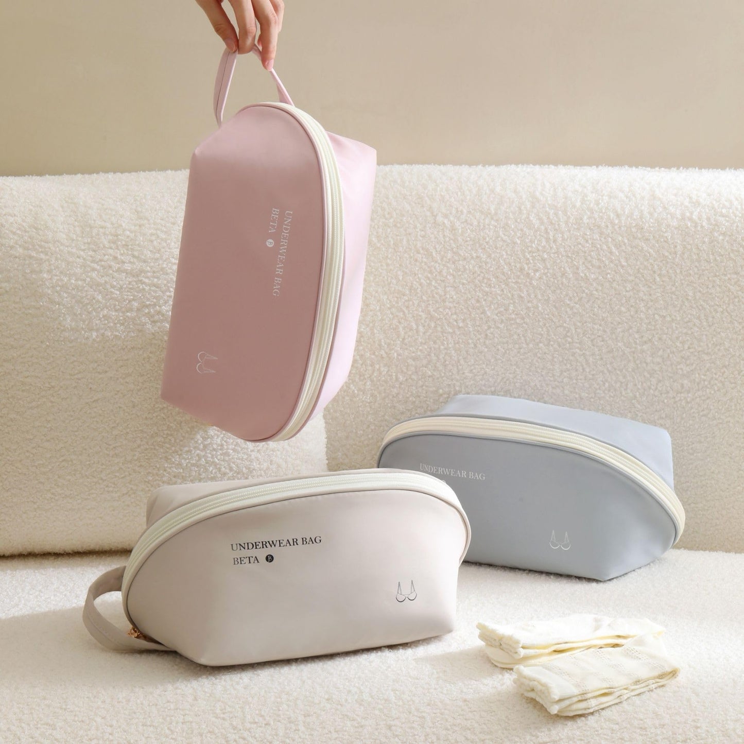 tianzong Travel Underwear Packing Cube for Women, Portable Luggage Organizer Bag, Multi-compartment Versatile Storage Bag for Suitcase (1 Pack, XL Beige)