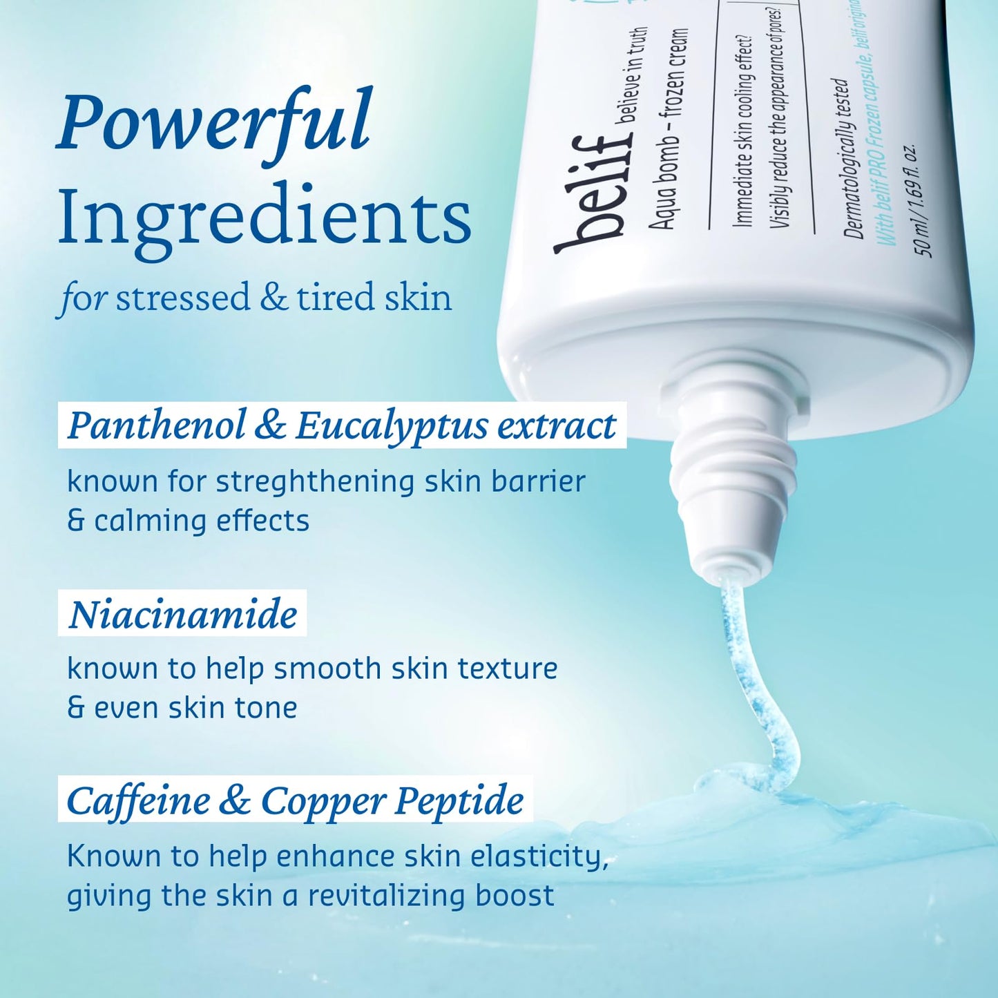 belif Aqua Bomb Cooling Relief Cream with Panthenol & Niacinamide – Daily Soothing & Hydrating Moisturizer, Depuff with Caffeine, Non-comedogenic, Lightweight Cream, Korean Skincare, 1.69 fl oz (50ml)