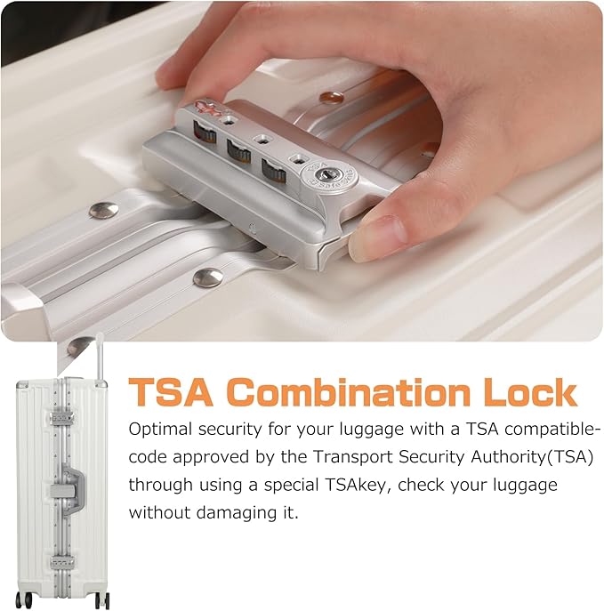 AnyZip Luggage PC+ABS Aluminum Frame Zipperless Checked Luggage Hard Shell Suitcase with TSA Lock Double Spinner Wheels 28 Inch Haze Blue