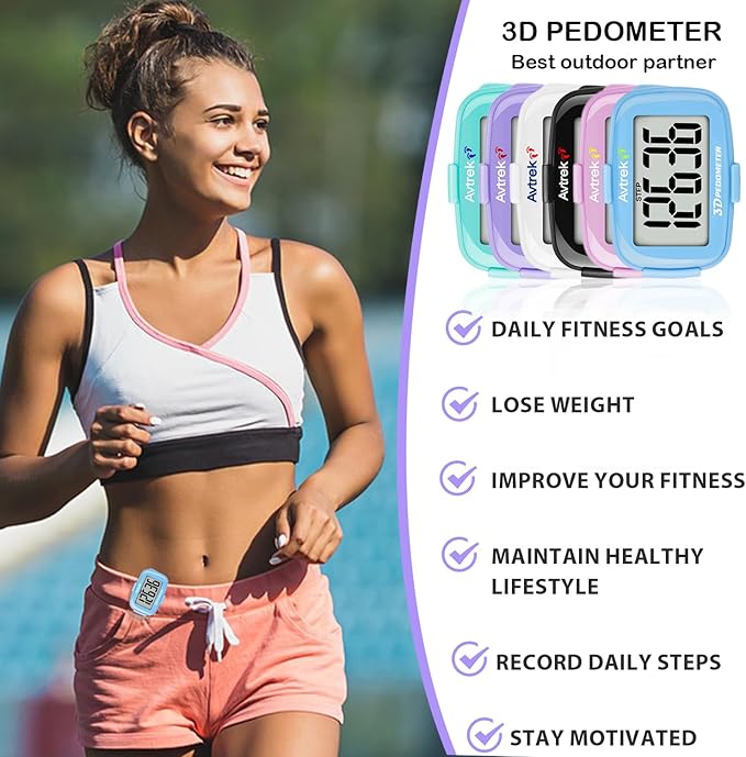 3D Step Counter Clip On with LED Backlight Pocket Pedometer for Walking Outdoor Activities Fitness Tracker Without Smartphone