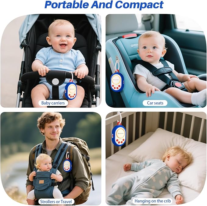 2025 Mom's Choice Awards | White Noise Sound Machine Baby with Night Light, 20 Soothing Sounds, 22 Hours Battery Life, Travel, Registry Gift, Shower, Clips on Baby Stroller (Blue)