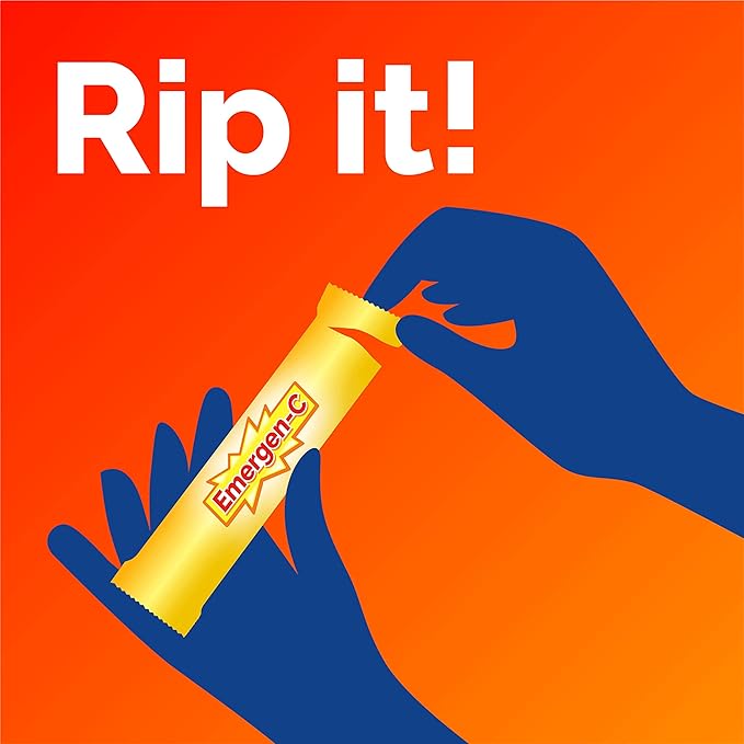 Emergen-C Crystals, On-the-Go Emergen-C Immune Support Supplement with Vitamin C, B Vitamins, Zinc and Manganese, Orange Vitality - 56 Stick Packs