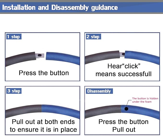 Auoxer Fitness Exercise Weighted Hoops, Lose Weight Fast by Fun Way to Workout, Fat Burning Healthy Model Sports Life, Detachable and Size Adjustable Design