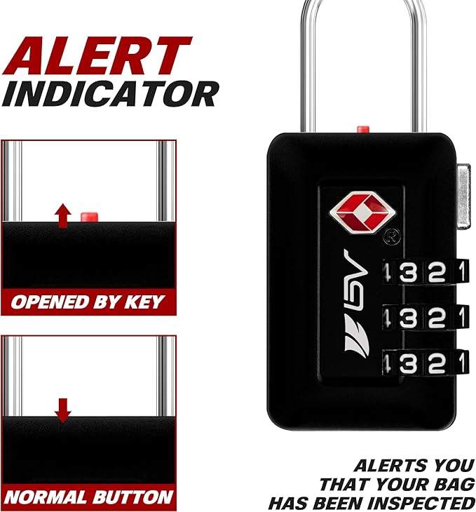 BV TSA Accepted Luggage Travel Lock, Set-Your-Own Combination Lock for School Gym Locker, Luggage Suitcase Baggage Locks, Filing Cabinets, Toolbox, Case (Black, 2 Pack)