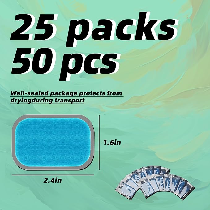 50 Pcs/25 Packs Gel Pads for ABS Stimulator Training Replacement Muscle Trainer Accessory for Ab Workout Toning Belt Blue
