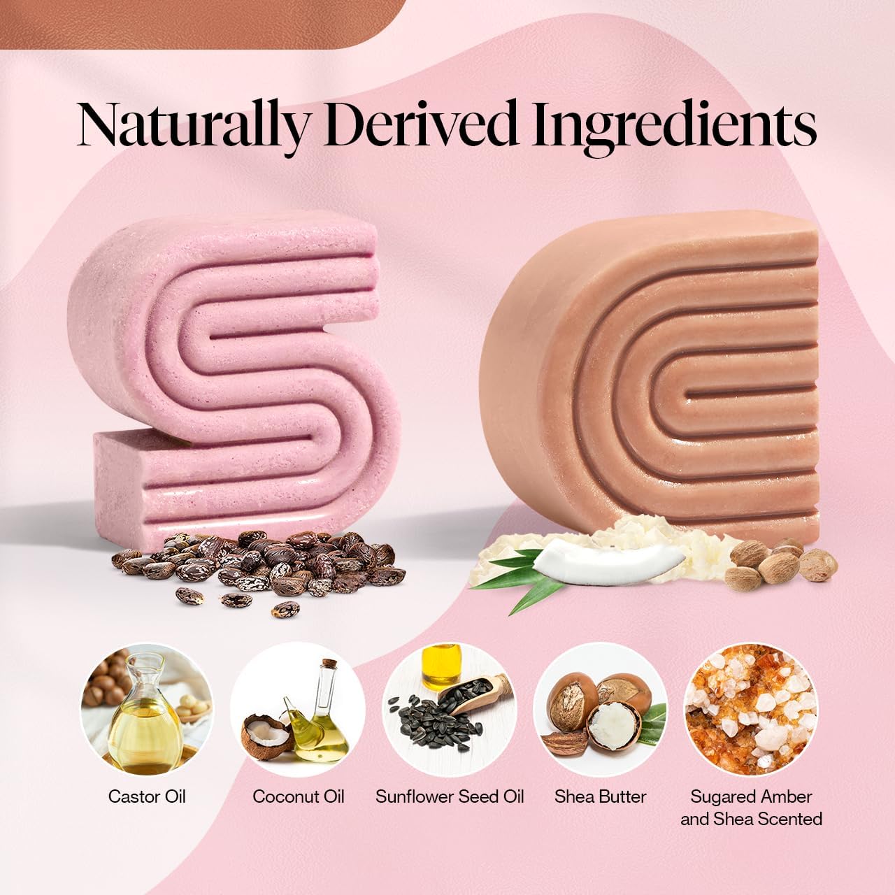 Kitsch Castor Oil Shampoo & Shea Butter Conditioner Bar – Shampoo and Conditioner Set - Hydrating & Moisturizing Bar Soap - Free of Paraben, Silicone, Sulfate - Made in USA - 2pc Set