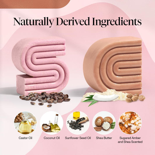 Kitsch Castor Oil Shampoo & Shea Butter Conditioner Bar – Shampoo and Conditioner Set - Hydrating & Moisturizing Bar Soap - Free of Paraben, Silicone, Sulfate - Made in USA - 2pc Set
