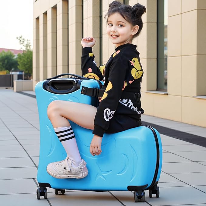 Kids Ride On Suitcase with Wheels, Scooter Luggage for Toddlers Travel, Durable Children's Suitcase for Boys & Girls Ages 2-12 Years
