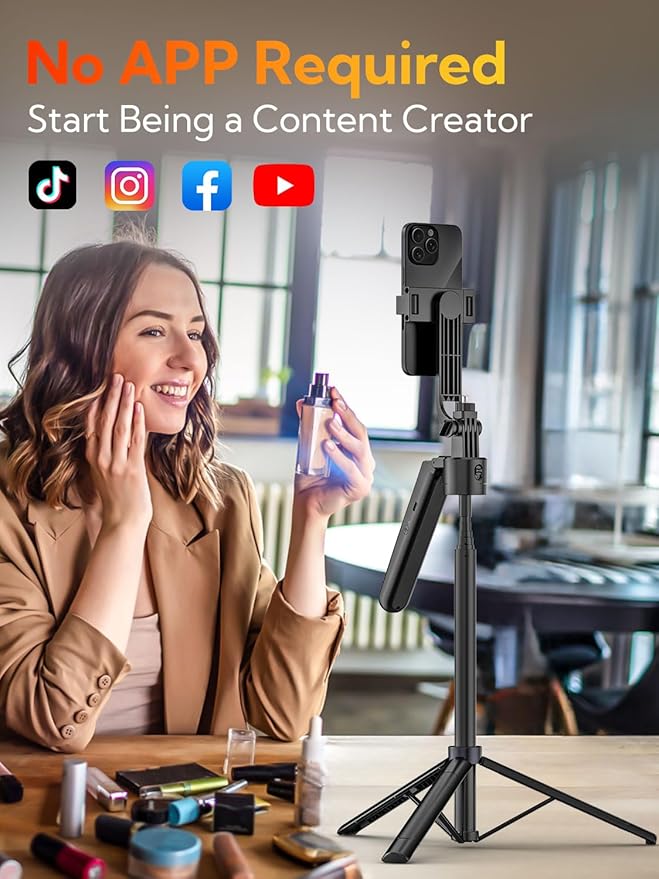 70” Auto Face Tracking Tripod, Extendable 360° Rotation Phone Tripod for iPhone and Android, Selfie Stick for iPhone w/Remote Control,Phone Holder Video Recording for TikTok(UTK-01)