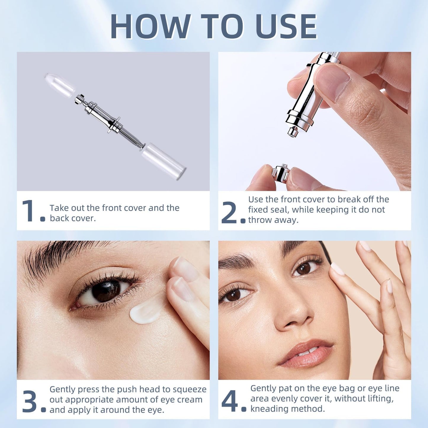 Roseye Instant Eye Tightening Cream Set for Puffiness Fine Lines Under Eye Bags Anti Aging and Firming 5 Pack × 0.04 FL OZ Pump Tubes