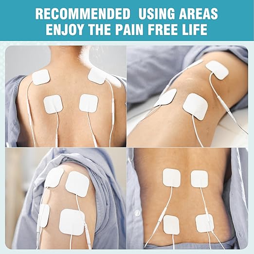 144-Pack TENS Unit Pads (2"x2"), Reusable Self-Adhesive Electrodes Pads with 0.2mm Connector, Latex-Free, Hypoallergenic & Compatible with TENS/EMS