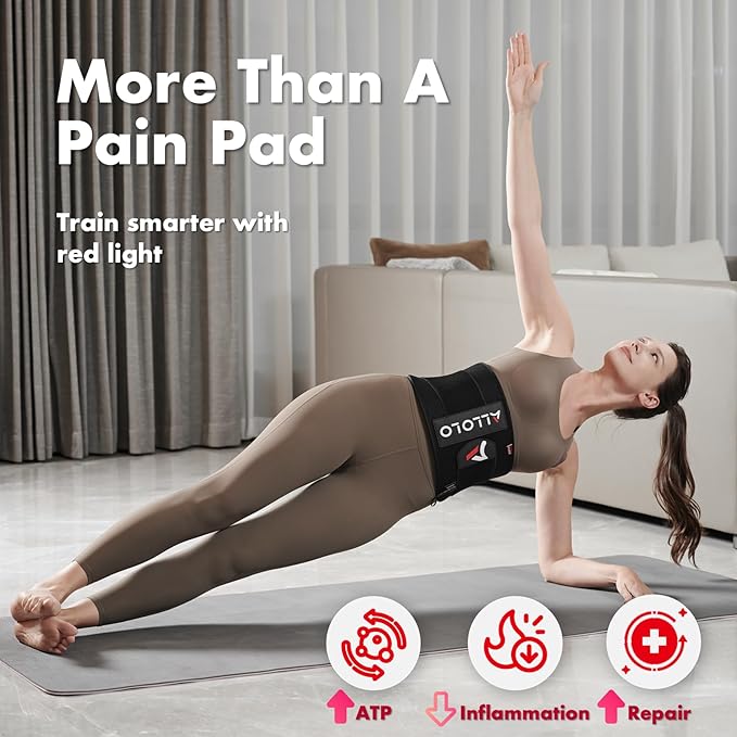 ALLOLO Red Light Therapy for Body, 16.7"*7.9" 660nm&850nm Infrared Red Light Therapy Belt with Pulse for Back Waist Muscle Pain Relief, 3-in-1 LED Bead with Controller Timer Gift for Women Men