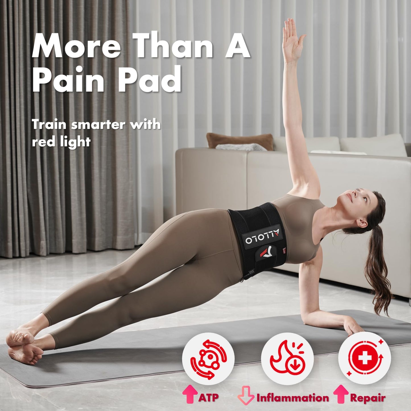 ALLOLO Red Light Therapy for Body, 16.7"*7.9" 660nm&850nm Infrared Red Light Therapy Belt with Pulse for Back Waist Muscle Pain Relief, 3-in-1 LED Bead with Controller Timer Gift for Women Men