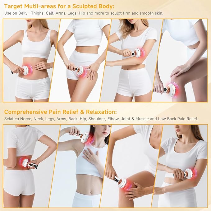 4-in-1 Body Sculpting Machine - Lymphatic Drainage Massager - Anit Cellulite Massage Tool Help Reduce Stretch Marks & Cellulite & Fat, Pain Relife Devices for Body (Belly, Legs, Arms, Butt, Low Back)