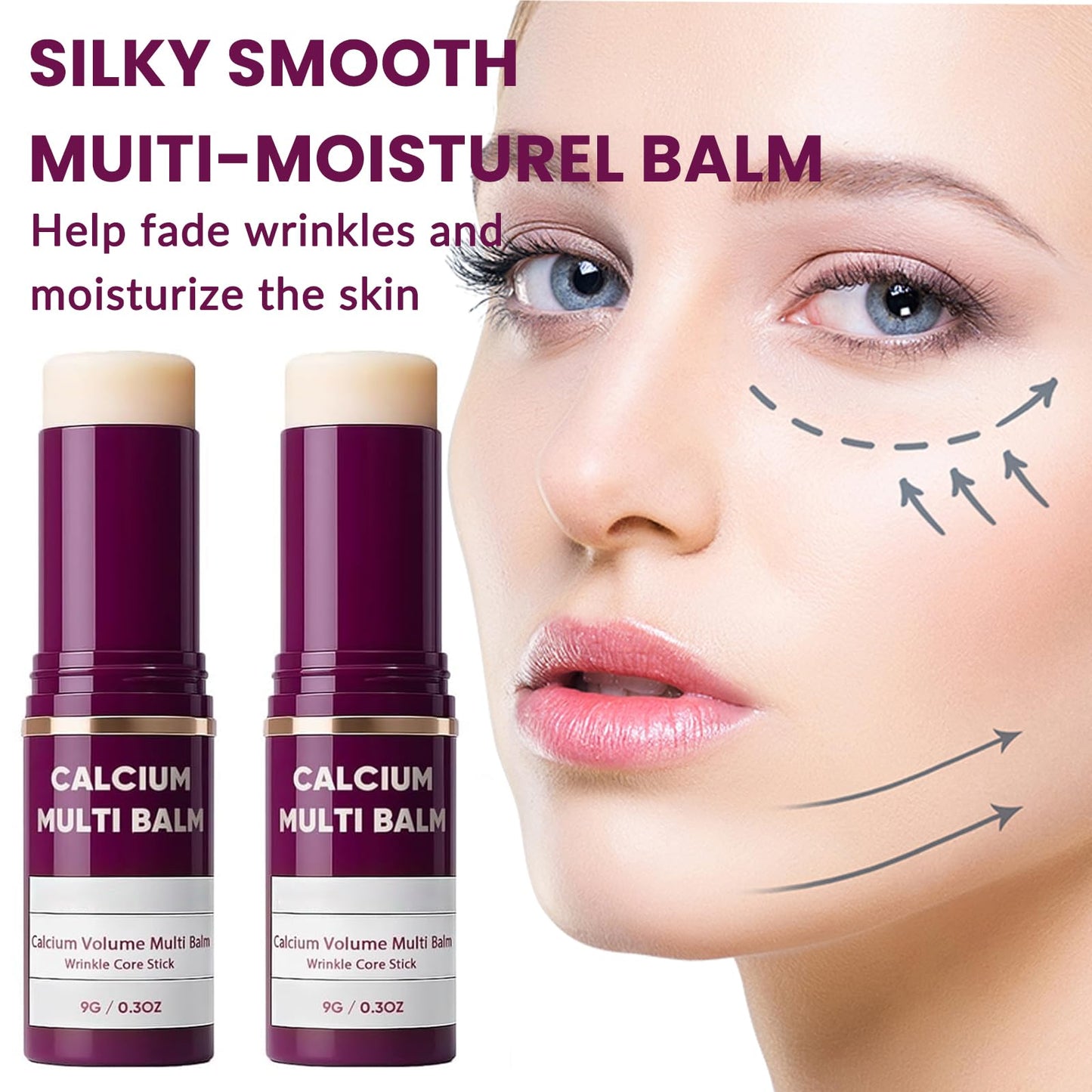 Calcium Multi Balm, Calcium Volume Multi Balm, Wrinkle Core Stick, Korean Collagen Moisturing Stick, Cream Makeup for Reduce Wrinkle, Suitable for Eyes, Neck, Face(1pcs)